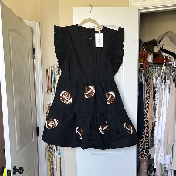 Black Dress with Football Design - Picture 1 of 5